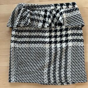 Zara Black & White Plaid Peplum Pencil Skirt